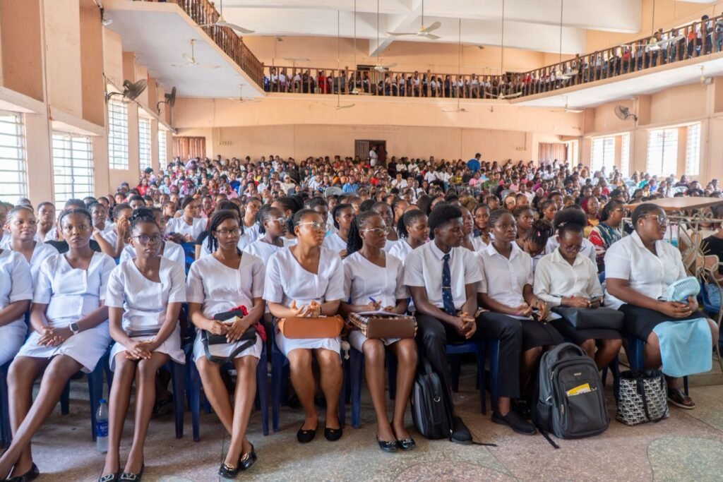 Students listening attentively during the programme